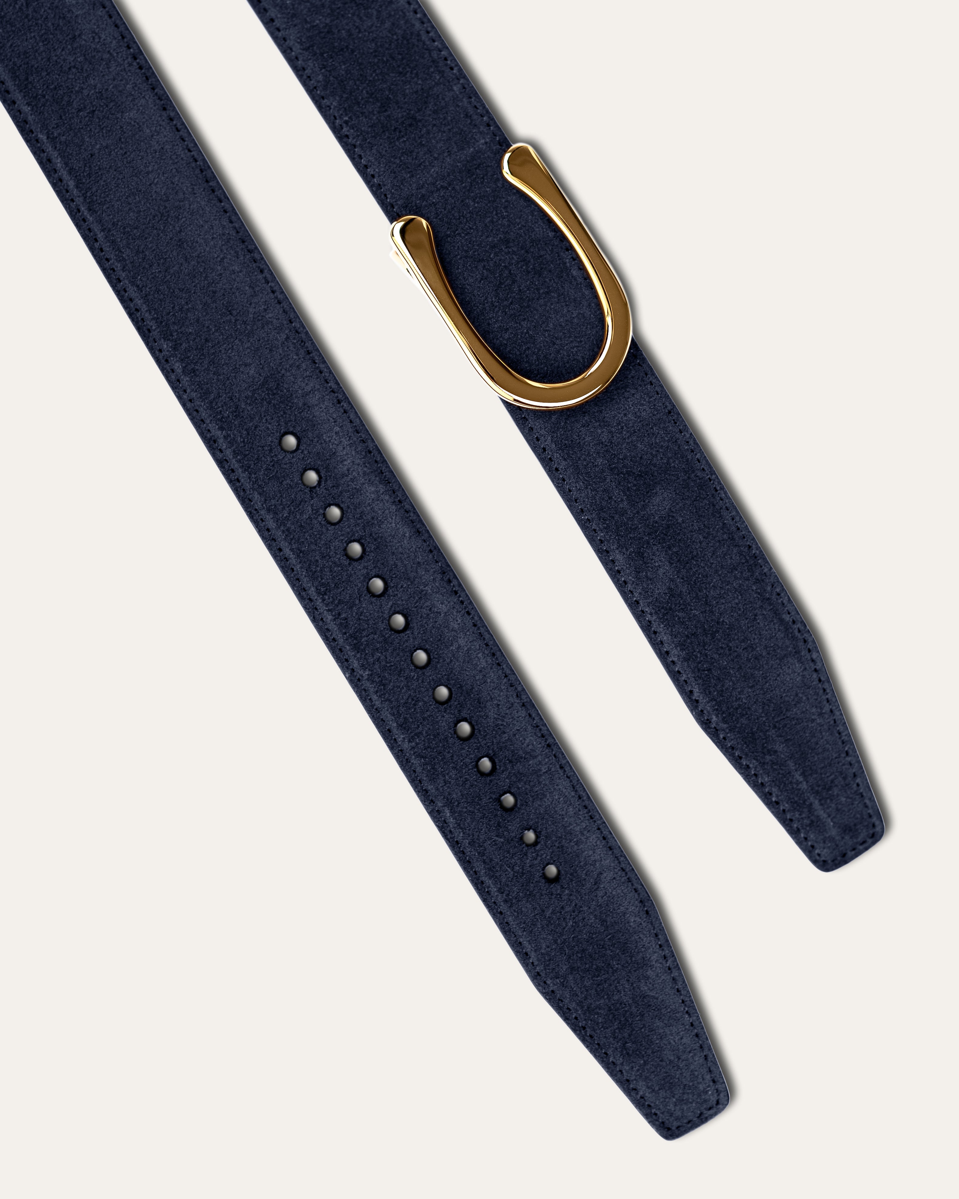 Model II Gold  —  Suede Portofino Blue